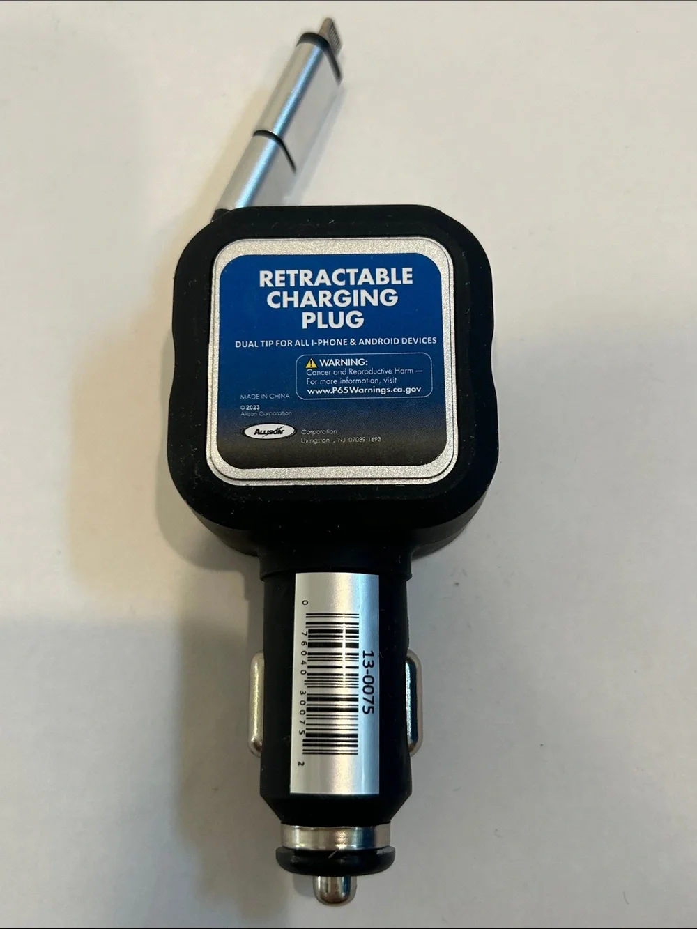 Retractable Charging Plug Car Adapter dual tip for iPhone & android black nwot